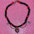 Punk Fashion Red Irregular Heart Choker Gothic Aesthetic Diy Pendant Necklace Alien Pearl Jewelry Egirl Accessories,Cottagecore Jewelry