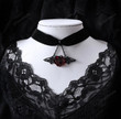 Neo Gothic Red Acrylic Rose Pendant Necklace Vintage Black Chain Bat Wings Necklace Short Choker Punk Jewelry Aesthetic,y2k Cottage Necklace