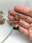 Red Mushroom Bottle Pendant Real Moss Necklace Shroom Necklace Gifts For Her Wanderlust Jewelry, Fairycore Necklace, Gift For Her