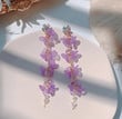 Boho White Purple Flower Tassel Long Drop Earrings Summer Trends Jewelry Pendientes/Fairy Cottagecore Jewelry Accessories/Cosplay Costume