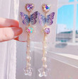 Butterfly Metal Trendy Bowknot Dangle Earrings Long Tassel Earrings Sweet Love Pendant,Fairy Cottagecore Jewelry Accessories