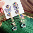Butterfly Metal Trendy Bowknot Dangle Earrings Long Tassel Earrings Sweet Love Pendant,Fairy Cottagecore Jewelry Accessories