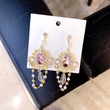 Baroque Style Vintage Crystal Tassel Dangle Earrings Elegantl Pearl Rhinestone Earings Jewelry,Fairy Cottagecore Jewelry Accessories