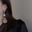 Luxury Butterfly Flower Crystal Long Drop Earrings For Women Waterdrop Party Pendientes Jewelry Gifts,Fairy Cottagecore Jewelry Accessories