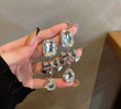 Luxury Elegant Square Crystal Drop Earrings Metal Bowknot Pendientes Party Jewelry/Bestie Gifts/Fairy jewelry/BFF Gifts