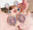 Vintage Elegant Waterdrop Crystal Oval Flower Dangle Earrings For Women Girls Luxury Rhinestone Jewelry/Bestie Gifts/Fairy jewelry/BFF Gifts