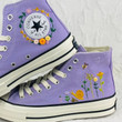 Custom Converse Chuck Taylor Embroidered Snails and Flowers Shoes/Custom Personalized Embroidered Bees and sweet Flowers/Converse Embroidered Flowers