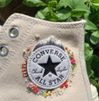 Converse Cosmic Hand Embroidery Fuji Mount Shoes / Custom Converse Embroidered Tulip Flowers / Embroidery Floral High Neck Converse Shoes