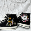 Converse Custom Floral Embroidery/ Embroidered White Flower converse/Converse Custom Flower Embroidery /Bridal Converse/ Custom Converse Chuck Taylor 1970s Embroidery Logo/Wedding Converse