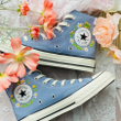 Converse Logo Embroidery/ Converse Flowers Hand Embroidery Shoes and Stars/ Embroidery Wedding Shoes/ Embroidered Flowers Converse/ Converse Custom Sun Flower Embroidery/ Converse Custom Chuck Taylor 70 embroidered flowers