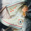 Converse Logo Embroidery / Embroidery Wedding Shoes/ Embroidered Flowers Converse/ Converse Custom Sun Flower Embroidery/ Converse Custom Chuck Taylor 70 embroidered f