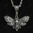 18inch Death Moth Pendant Necklace,Skull Gothic Butterfly Rock Emo Goth Silver Colo Choker Necklace, Witchcraft Jewelry Accessories