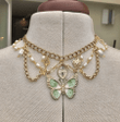 Handmade Secret Garden Necklace, Green Fairy Coquette Style Fresh Pearl y2k Statement Necklace,Pixie Fairy core Necklace,Choker Necklace