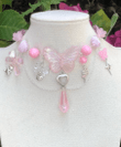 Pink Fairycore Butterfly Necklace/ Y2k Indie Jewelry Pixie Beaded Choker Necklace/Handmade Jewelry/Gift For Her/ Y2K Necklace Accessories