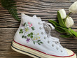 Embroidered Sneakers Lucky Orchids Spread Along/ Embroidered Converse/Custom Converse Chuck Taylor 1970s