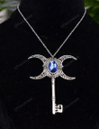 Witch Magic Crescent Moon Phase Key Crystal Pendant Necklace Pagan Altar Jewelry for women/Neck Chains/Gift For Her/Y2K Necklace Accessories