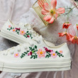 Custom Embroidered Lavender Converse Chuck Taylor 1970s - Embroidery Low Neck Floral Converse - Embroidery Floral Wedding Shoes- Bridal Flowers Embroidered Sneakers