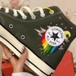 Hand Embroidery Moon and Stars Converse Shoes - Hand Embroidery Converse Shoes - Embroidered Wedding Flowers Shoes High platform 4CM - Embroidered Wedding Flowers Shoes