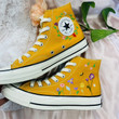 Converse High Neck Embroidery Floral Shoes / Embroidery Floral Wedding Shoes/ Custom Converse Floral Embroidery for Bride