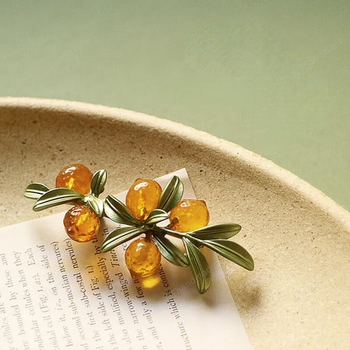 Vintage Enamel Green Plant Pearls Pin/Tree Lemon Leaf Flower Brooch for Women Jewelry Gift/Luxury brooch vintage/brooch pin backs