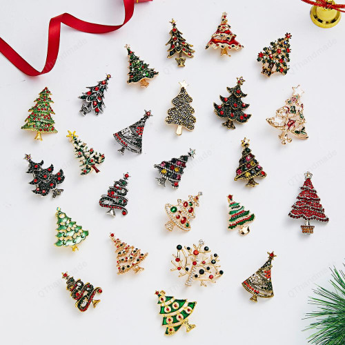 Luxury Christmas Tree Brooches/Brooch Pin/Rhinestone Inlay Pine Tree Bouquet Corsage Banquet Dress Collar Pin Accessories/Christmas Holiday