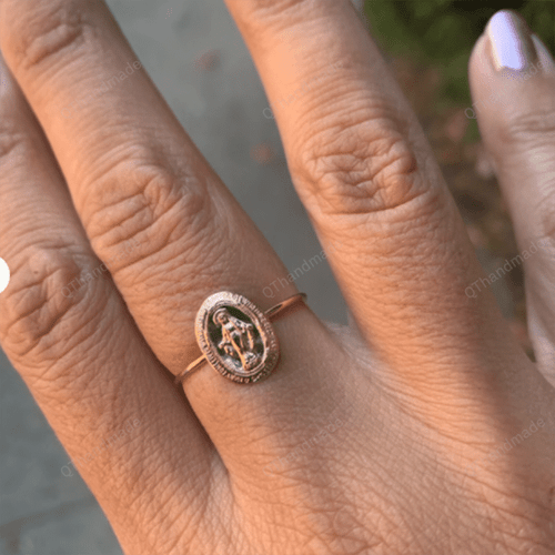 Virgin Mary Ring/Religious Jewelry/Mary Ring in Gold filled and silvertone/Miraculous Medal Ring/Mother’s Day gifts/Boho Midi Rings