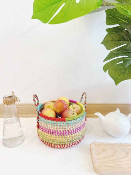 Rattan Baskets, Fruit Baskets, Camping Basket, Kitchen Decoration, Bohemian Decor, Boho Baskets, Woven Tray, Natural Bamboo Baskets