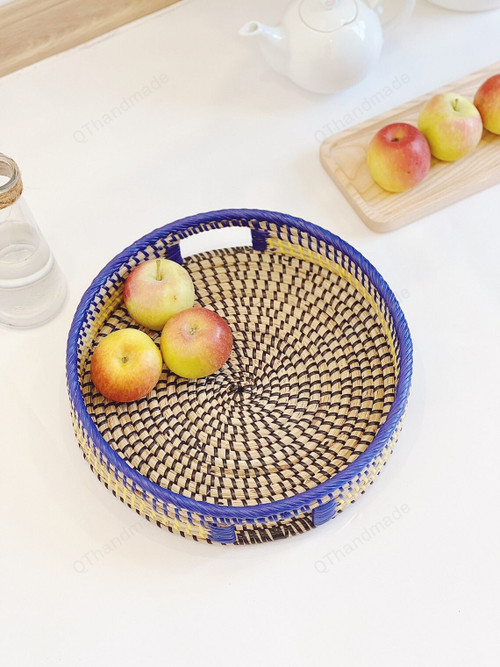Rattan Trays, Fruit Baskets, Camping Basket, Kitchen Decoration, Bohemian Decor, Boho Baskets, Woven Tray, Natural Bamboo Tray