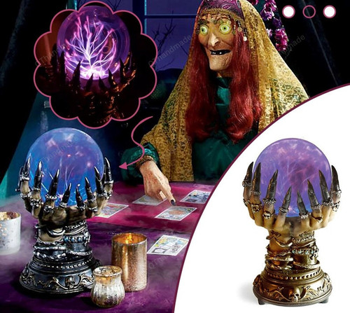 Halloween Crystal Ball Deluxe Celestial Magic Skull Finger Plasma Ball, Spooky Season, Creative Glowing Witchy Plasma Ball, Gothic Gift