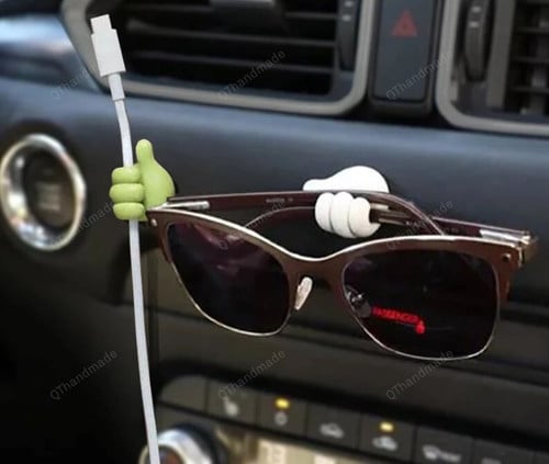 Hand-shaped Rubber Holder Glasses Cable Power Cord Charging Line Self Adhesive Mini Hook Car Storage Interior Accessories