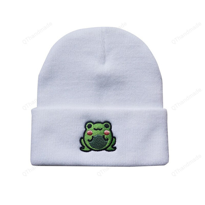 Cute Frog Hat/Winter Warm Black White Pink Knitted Hat/Embroidered Froggy Beanies/Fashion Hip Hop Caps/ Couple Hat Gift
