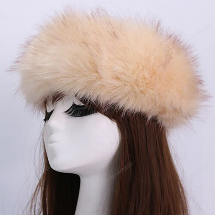 Winter Thick Furry Hairband Fluffy Russian Faux Fur Women Girl Fur Headband Hat Winter Outdoor Earwarmer Ski Hat/Winter Caps/Valentines Gift
