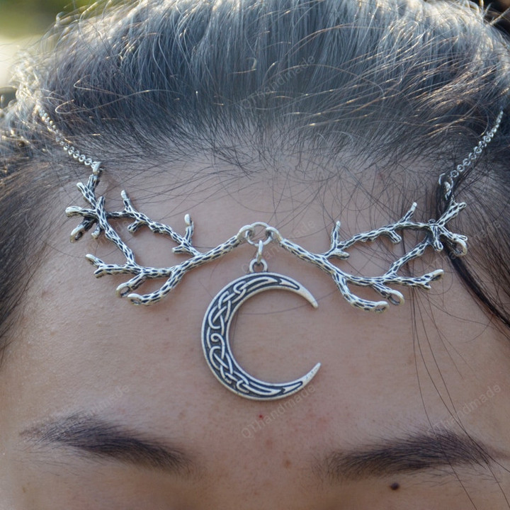Vintage Boho Hair Jewelry/Celtics Crescent Moon Branch Head Chain/Wedding Headband/Hair Accesories/Jewelry For Women
