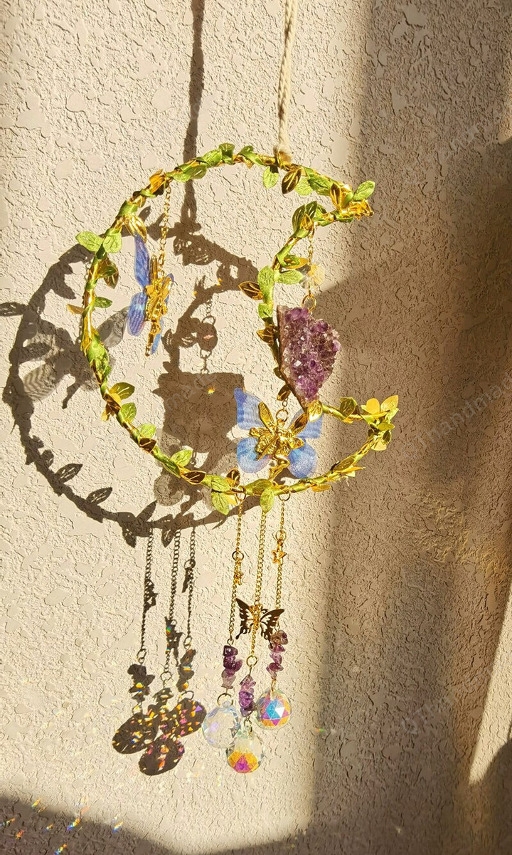 BLUE Butterfly Faires Amythest SUNCATCHER Rainbow Maker| Mini Suncatcher | Wall Hanger | Boho Decor | Gifts