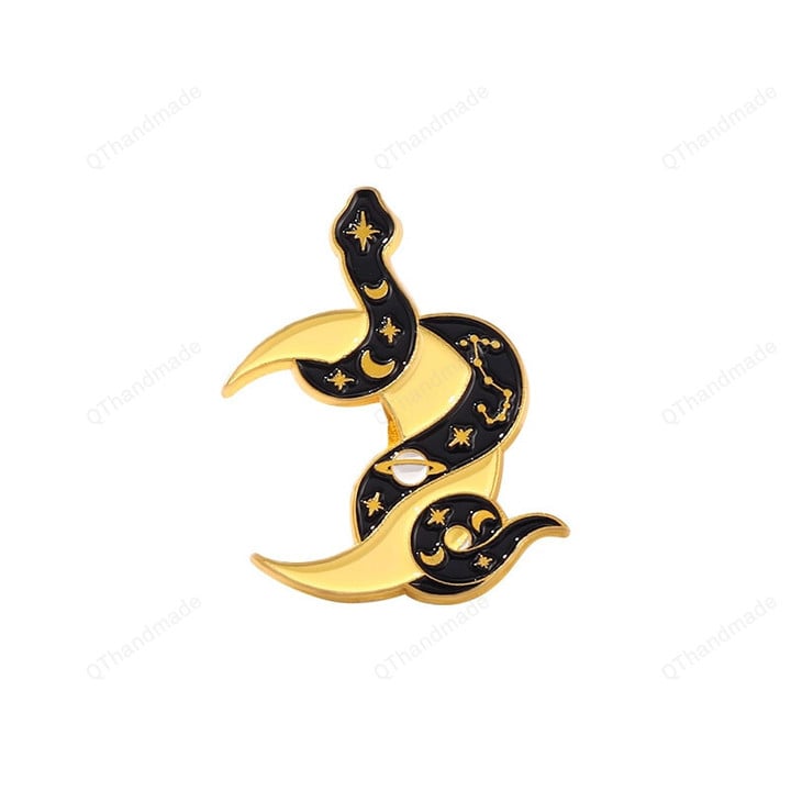 5 Styles Snake Enamel Pin/Sun Flowers Moon Dagger Brooch Lapel Badge Bag Gothic Jewelry Gift/Punk Dark Jewelry/Christmas Pin/Christmas Gifts