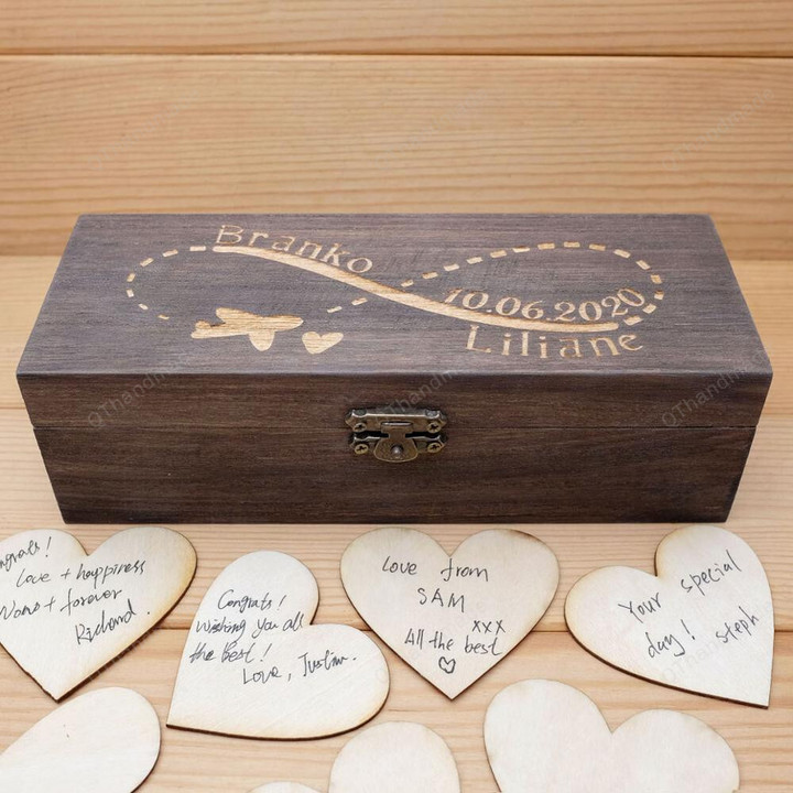 Personalized Wedding Guestbook/ Wedding Drop Heart Box/Alternative Gift Keepsake Box/ Engraved Wood Sign Guest Book Box/Wedding Gift/Wedding Guestbook Box/Couple Gift