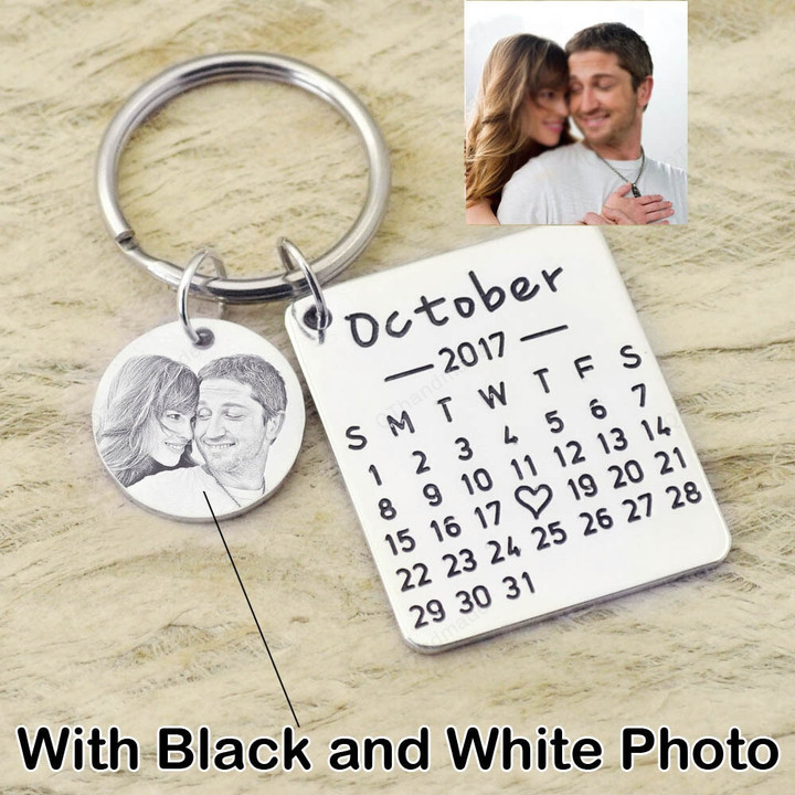 Personalized Photo Keychains/Calendar Keychains/Gift For Couple/Save the Date Calendar Keyrings/Gift For Her/ Wedding Favors