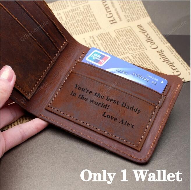 Personalized Handmade Wallet/Short Bifold Leather Men Purses/Gift For Dad/Multi-Card/Retro CardHolder/Gift For Him/Father's Day