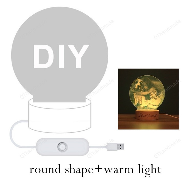 Dropshipping Photo&Text Customized 3D Night Light Desk Lamp/ Wooden Base /Personalized Gift/ USB Power Bedroom Lamp/ Home Decor/Housewarming Gift