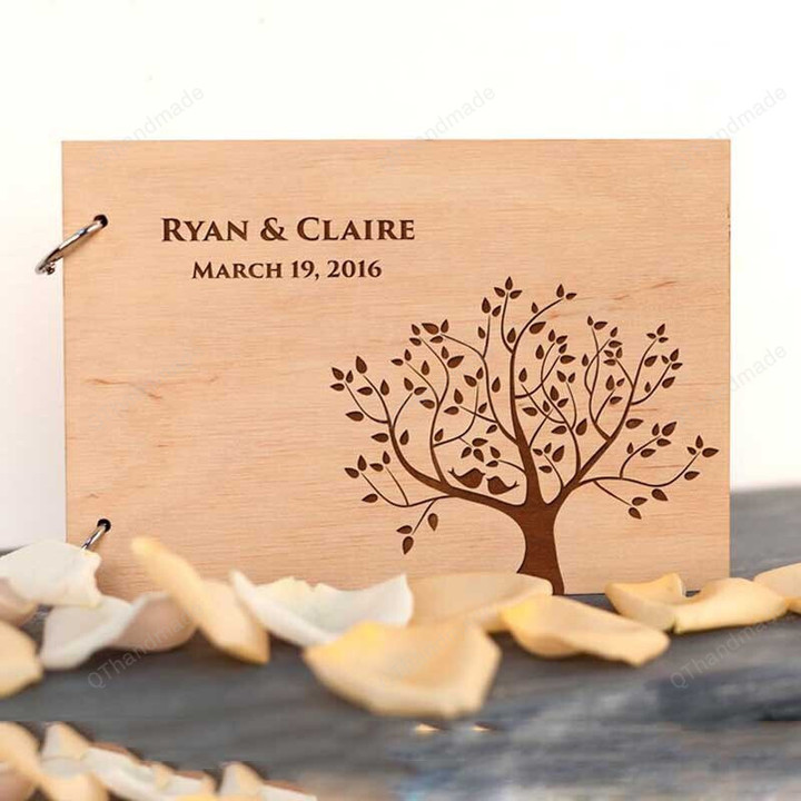 Rustic Wedding Guest Book, Guestbook Wedding, Tree Wedding, Custom Guest Book,wooden guestbook, Gift for Couple