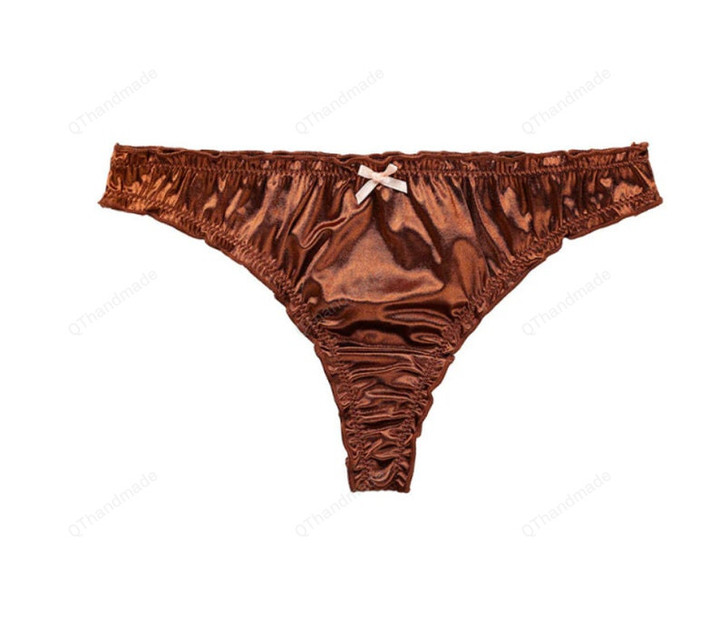 Luxury French Ruffle Satin Women's Underwear Low Waist Soft Silk Cotton Crotch Sports Panties Breathable Seamless Briefs/bra and panty set