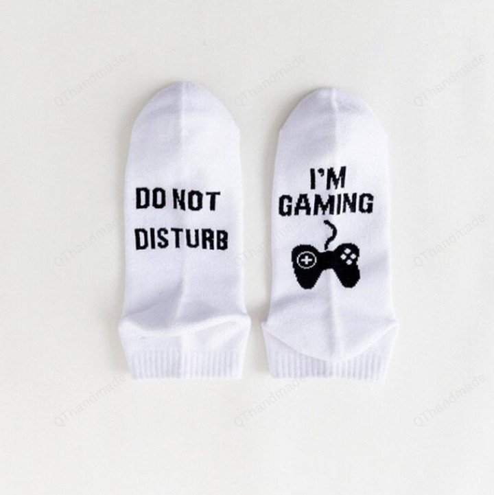 Do not disturb im gaming Letter Socks/Women Men Funny Unisex Printed Happy Casual Cotton Couple Socks/Valentine Day gift for BoyFriend