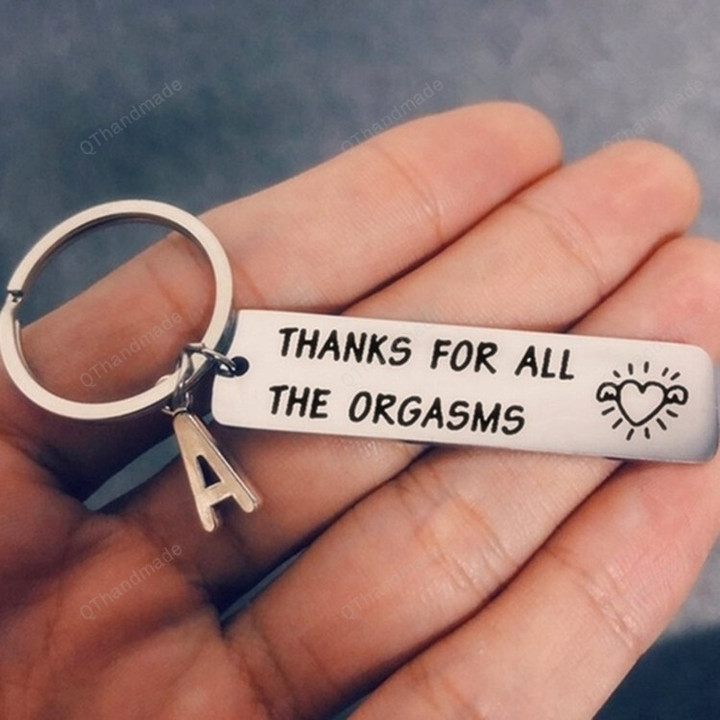 Funny Customize Key Chain / Women Men Keychain Charm / Couple Key Ring / Thanks for All The Orgasms Letter A-Z Love Keychain/ Gift For Boyfriend Girlfriend / Couple Keychain Gift