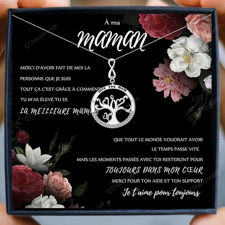Love You Mom Tree Pendant Necklace / Family Tree of Life Necklace / Women Jewelry Gift Ideas/ Mother's Day Gift