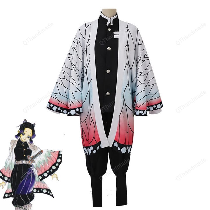 Anime Kochou Shinobu Cosplay Costume, Demon Slayer Kimetsu no Yaiba Kimono Cosplay Costume Set, Otaku Gift
