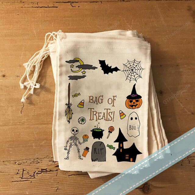 5pcs Bag Of Treats Candy Favor Bags, Halloween Trick or Treat Witch Wizard Candy Party Bags, Halloween Party Decoration, Candy Gift Bags