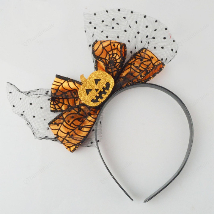 Halloween Pumpkin Bow Headband, Cosplay Party Pumpkin Ghost Devil Headdress, Festival Carnival Party Headwear, Hair Accessories