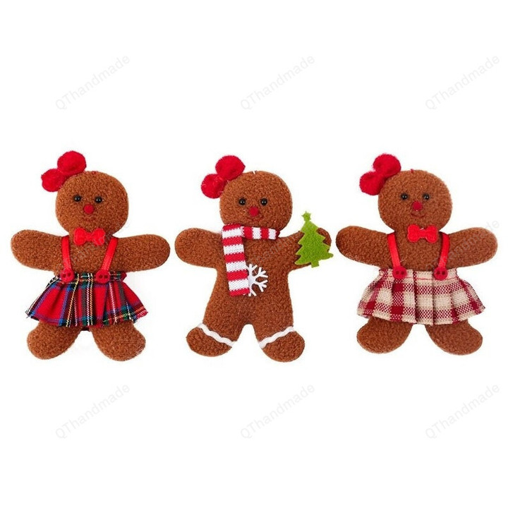 3 Pcs/Set Christmas Gingerbread Man Doll Pendants Decoration, Xmas Tree Hanging Ornaments, Xmas Gift, Funny Gingerbread Hanging Tree Decor