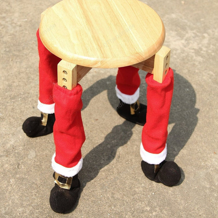 4PCS Christmas Funny Furniture Socks Xmas Elves Table Socks Chair Leg Cover Floor Protectors, Chair Foot Cover Ornament Decor,Christmas Gift