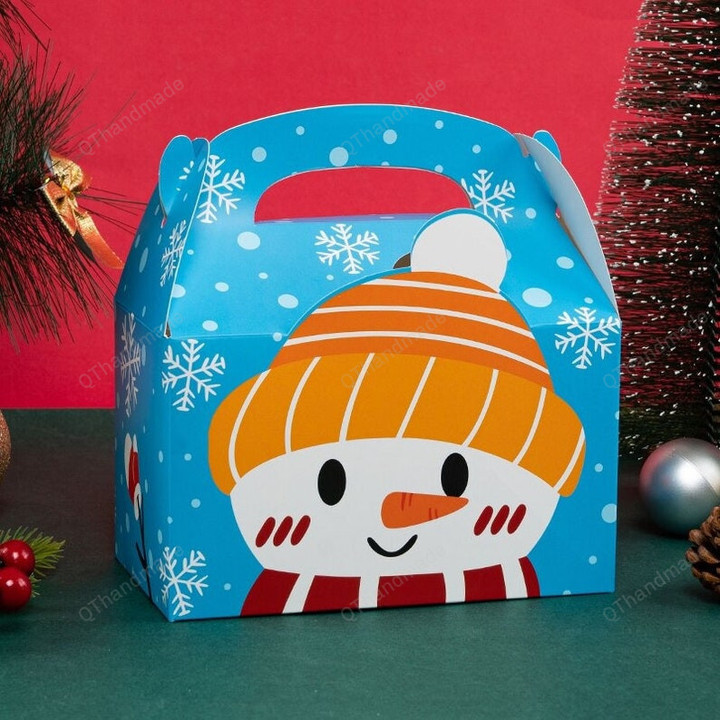 4pcs Merry Christmas Cake Boxes For Candy Cookie Nougat Gift Packaging, Xmas New Year Party Favor Decor, Christmas Decoration